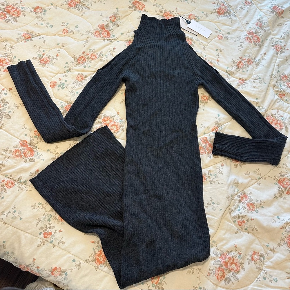 NWT Gray Ribbed Turtleneck Dress ASTR